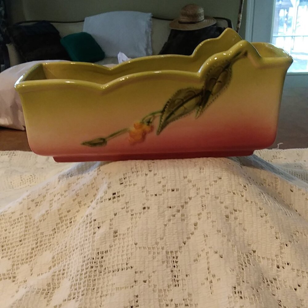 Vintage Hull Woodland Ceramic Pottery Planter Pink Green Yellow - Picture 3 of 13